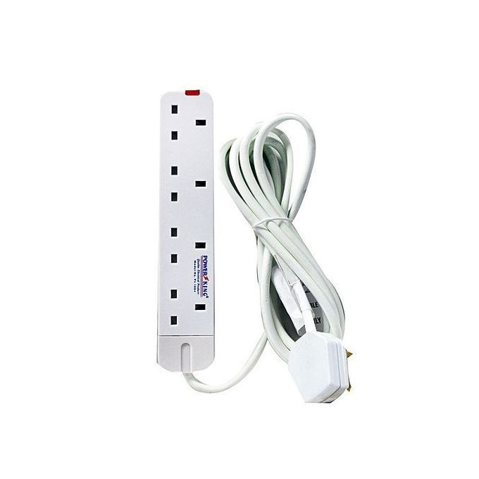 Power King 4Way Power King Extension Cable- 3Metres - White