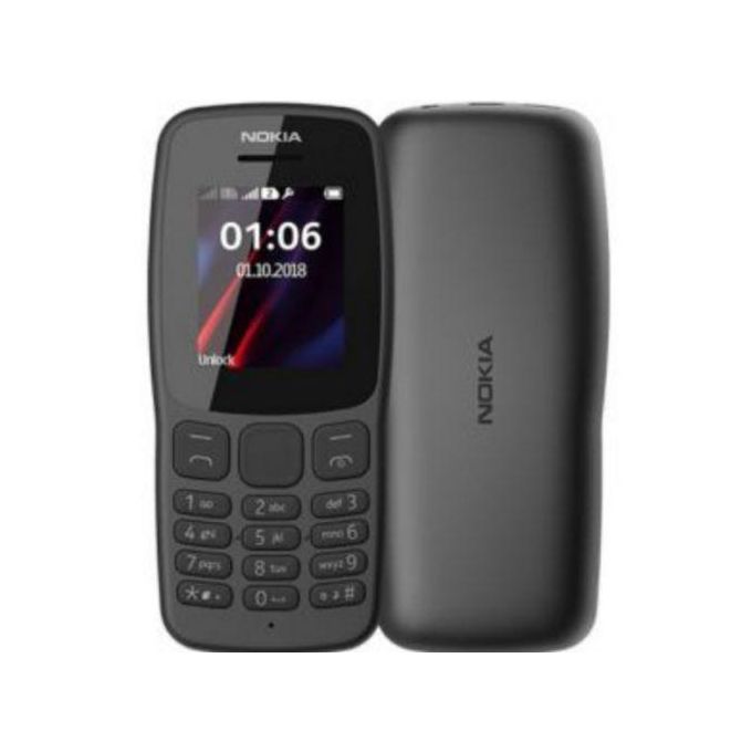 Nokia 106 DS 1.8'' Dual Sim, FM Radio, Torch light, 800MAH - Black