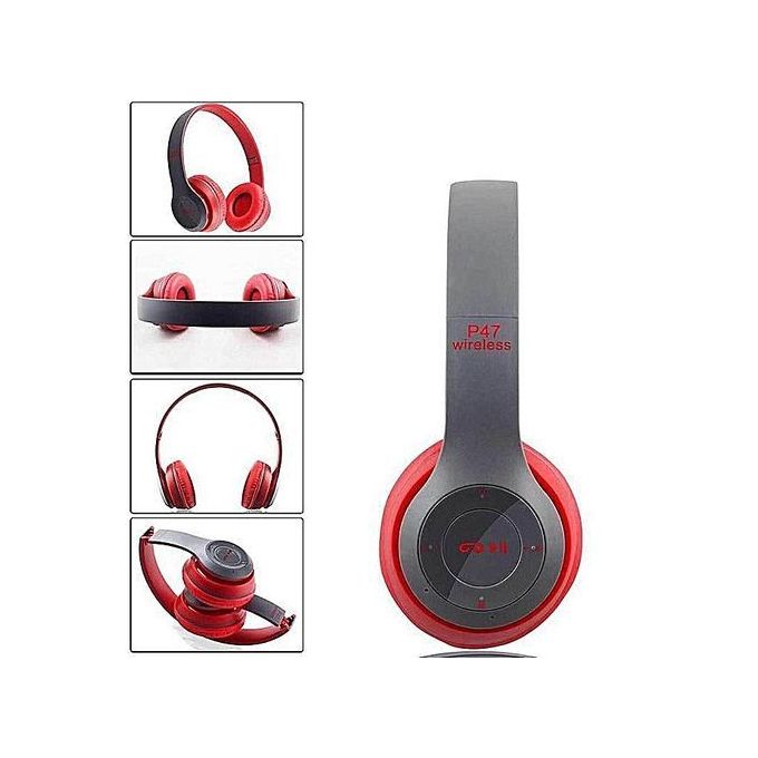 P47 Bluetooth 4.2 Headphone Wireless Earphone Hands Free Music Headsets - Red