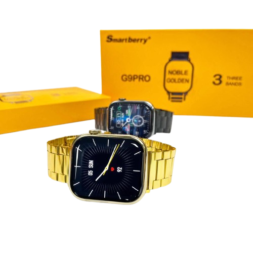 Smartberry G9PRO Noble Golden 3Straps 3Bands Fast wireless Charging Compatibility - Android and iOS High Capacity Battery, It will Give you Long Time Bluetooth Call and Smart Notification You Will Get in Your Hand